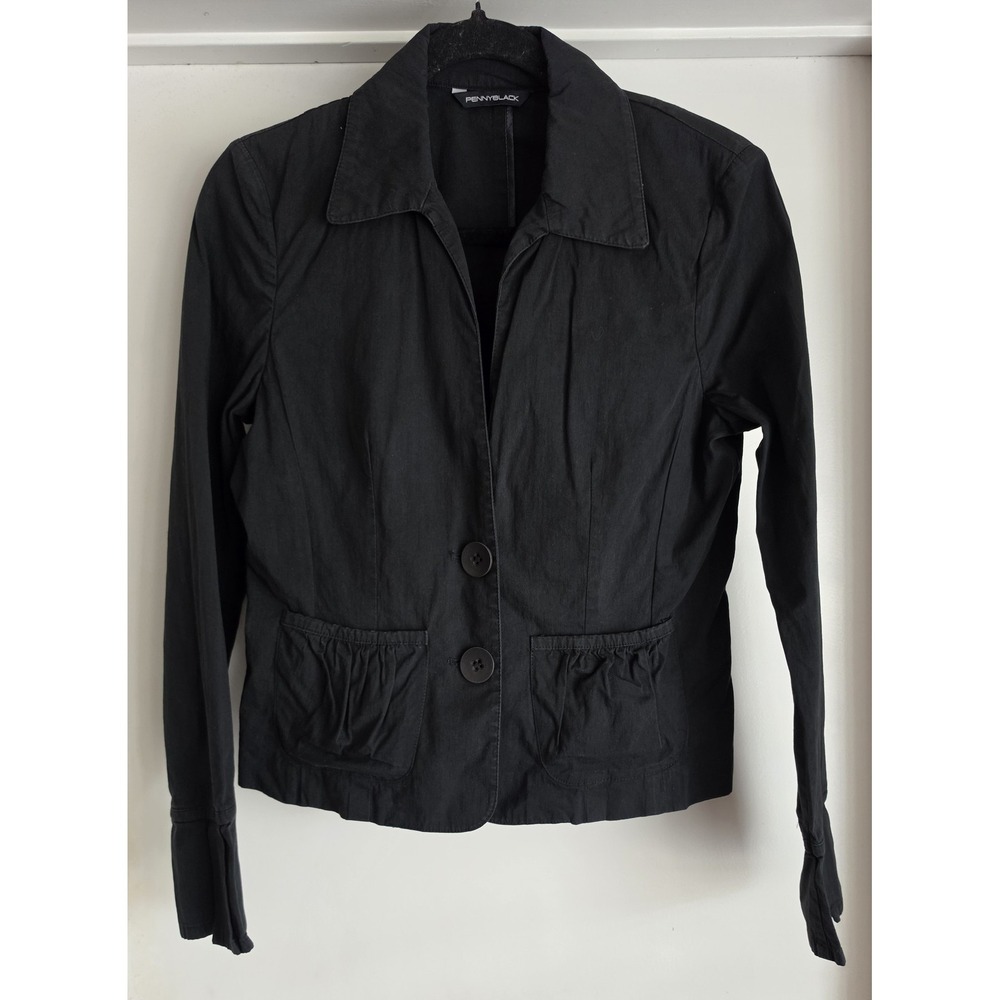 Pennyblack Women Jacket Size 8 Black Solid Classic Casual Blazer Coat